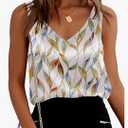 Ekouaer Womens Silk Satin Tank Tops V Neck Casual Cami Sleeveless Camisole Blouses Summer Basic Tank Shirt, 3XL
