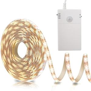 echosari Battery Operated Motion Sensor Cabinet Strip Lights, 9.8Ft 90 LED Under Cabinet Lights, Motion & Night Sensor Safe Tape Light for Stairs Wardrobe Kitchen (Warm White)