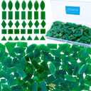 LITMIND Green Stained Glass Mosaic Tiles - 240 Pieces in 5 Shapes (Rectangle, Triangle, Rhombus, Square, Leaf) for Crafts & Mosaic Supplies (Opaque)