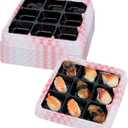Restaurantware-Bento Tek 16.9 Ounce Meal Prep Containers, 50 Disposable To Go Food Boxes - Lids Sold Separately, 9 Compartments, Pink And Black Plastic Bento Lunch Boxes, Freezable, For Take Out (50 count)