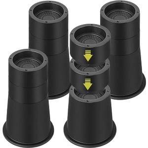 4 Pack Bed Risers 8 Inch Heavy Duty, Adjustable Furniture Risers Lift Height 7.6", 5.8", 4" for Table Desk Couch Chair Sofa Cabinet Bed Frame Dorm, Round Stackable Table Leg Risers, Black