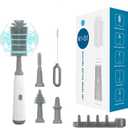 Electric Baby Bottle Brush Cleaner with Extended Handle & Drying Holder, Baby Bottle Brush Set with Silicone Bottle/Nipple/Crevice/Brush,Straw Cleaner,Lifesaver Automatic Bottle Cleaner,Gray