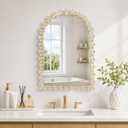 Glam Crystal Accent Gold Arched Wall Mirror - 20"X28" Ornate Arch Wall Decorative Mirror with Metal Frame Modern Luxury Mirror for Entryway, Fireplace, Living Room, Bathroom, Hallway