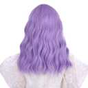 Kids Light Purple Wig Short Purple Wig with Air Bangs for Girls Short Wavy Curly Lavender Wigs for Child Heat Resistant Synthetic Wigs with Cap
