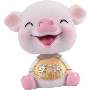 Toyvian 1pc Bobblehead Dashboard Pig Car Ornament Solar Waving Pig Car Dashboard Decor Interior Mini Decoration