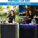 GoBar Portable Bar Table for Events - Black, 3 Skirts, or LED - Pop Up Mobile Bartending Station with Travel Carrying Case, 39 x 36 x 15 inches