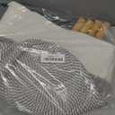 Plant Basket with Stand Indoor Planter Pot Holder Sturdy Jute Rope Modern Woven Basket, Cotton Rope Woven Pot with Bamboo Stand(10 Inch,White and Gray)