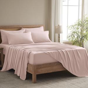 King Size Sheets Set - 6 Piece Luxuriously Soft & Cooling Sheets King Size - Ultra Soft 16" Deep Pocket King Sheet Set - Fitted Sheet & Pillowcase Sets (King Baby Pink)