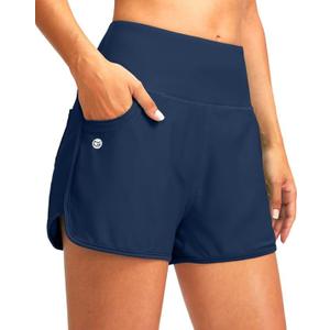 G Gradual Women's 3" High Waisted Swim Board Shorts with Pockets Quick Dry Swimsuit Bottoms Bathing Suit for Women with Liner M
