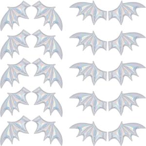 GORGECRAFT 2 Style 40PCS Leather Halloween Bat Wings DIY Crafts Bat Wing Spooky Bats Halloween Decorations for Hair Ornament & Costume Accessory (Linen)