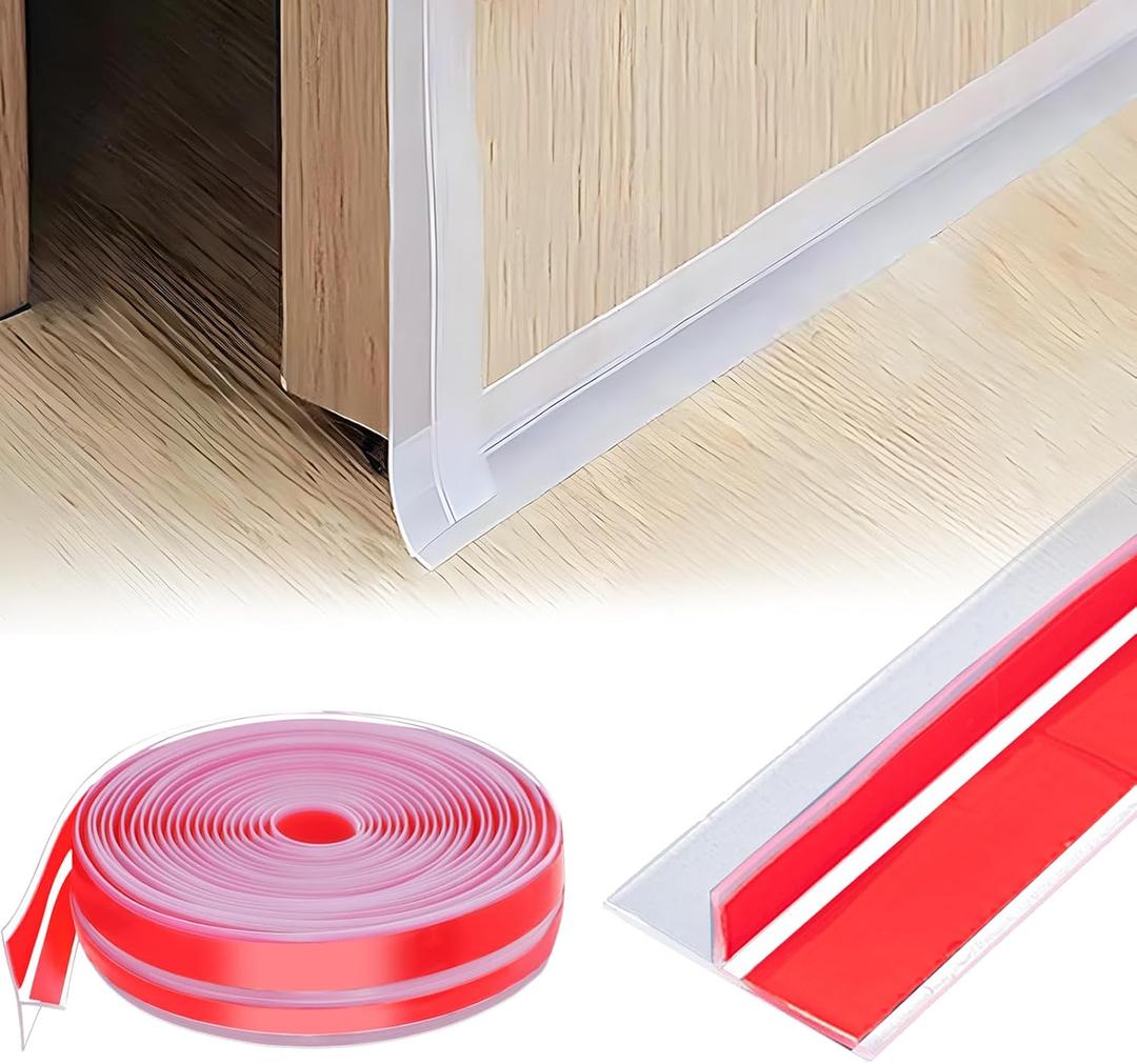 2024 Updated 29.5Ft T-Shaped Clear Weather Stripping Door Seal, Door Draft Stopper Silicone Seal Strip, Door Weather Stripping for Doors Windows and Shower Glass Gaps (29.5 Ft)