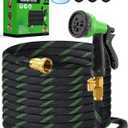 75ft Garden Hose, Non-Expandable Water Hose with 8 Function Spray Nozzle, Lightweight, Knik-Free, Burst-Resistant, Durable & Flexible 3/4" Garden Hose for Lawn, House Cleaning, Car Washing