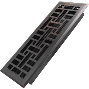 Howeall 4x12 Inches Heavy Duty Walkable Floor Register Easy Adjust Air Supply Lever Floor Vents - Seattle Design - Vent Cover for Home Floor - Oil Rubbed Bronze