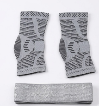 JIUFENTIAN Ankle Brace for Women and Men Adjustable Compression Sleeve (Pair)-Ankle Support Heel Brace for Achilles Tendonitis, Plantar Fasciitis-Eases Swelling and Sprained Ankle(Grey,Medium)
