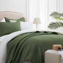SunStyle Home Olive Green Queen Quilt Bedding Set, Lightweight Summer Blanket Bedspread, Full Queen Size Quilt, Luxury Durable Quilted Stitching Coverlet with 2 Pillow Shams Diamond All Seasons 3pcs