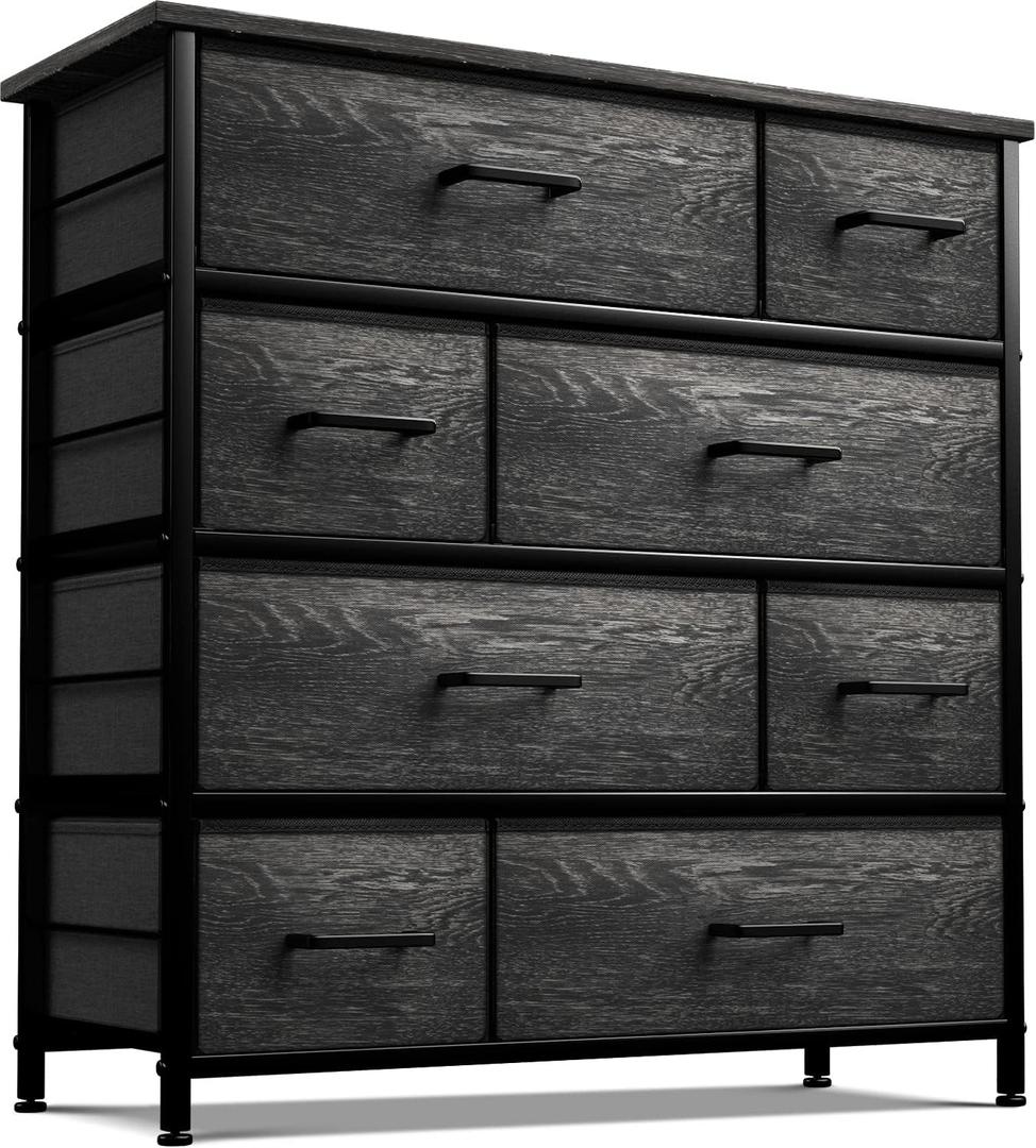 Sorbus Dresser for Bedroom with 8 Drawers - Tall Chest Storage Tower Unit, for Closet, Hallway, Nursery, Entryway Organization - Steel Frame, Wood Top (11"D x 34"W x 36"H (8 Drawers), Gray Wood)