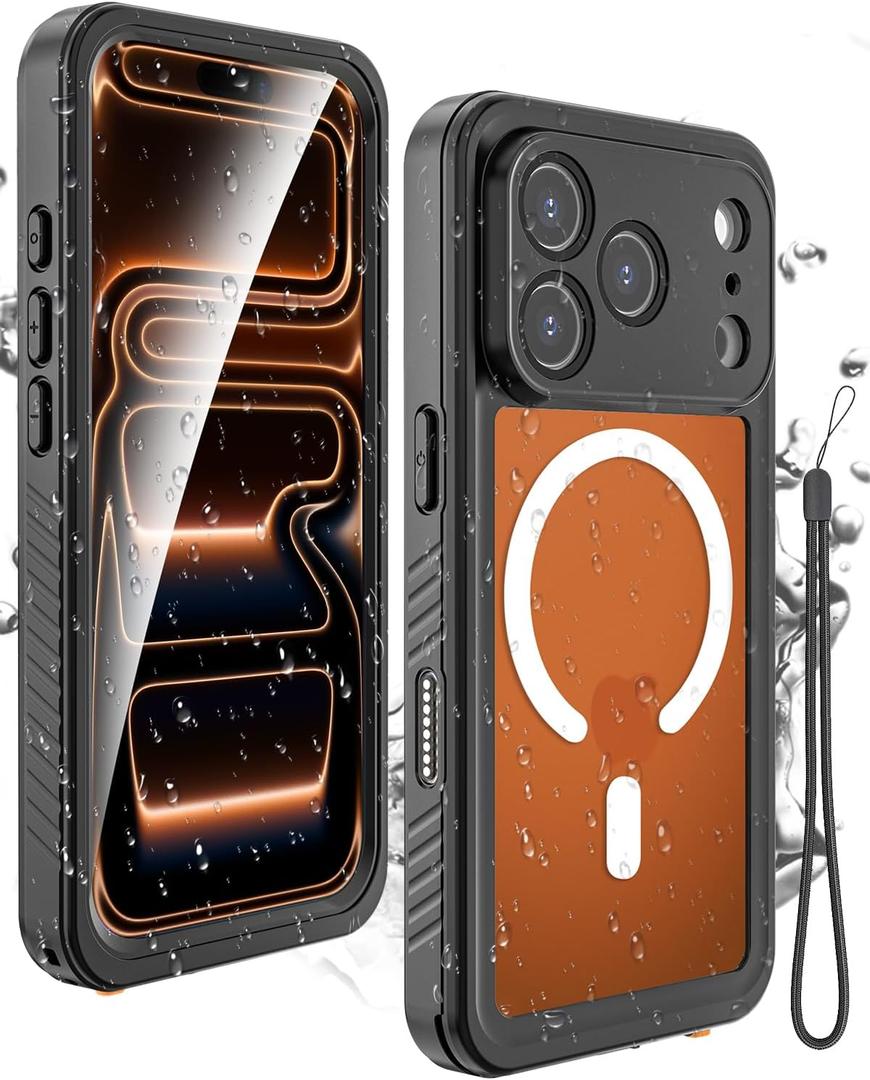 Miimall for iPhone 17 Pro Max Case Waterproof, Compatible with Magsafe [360 Full Body][Bulit-in Screen & Lens Protector] Military Grade Dustproof Snowproof Rugged Phone Case for iPhone 17ProMax Black