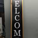 Outdoor Welcome Sign for Front Porch Standing Large 2 Sided 45"X9" Wooden Frame Tall Vertical Leaner Long Home Sweet Home Front Door Sign for Rustic Outside Farmhouse Modern Decor (Wood Black)