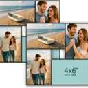 4x6 Collage Picture Frames, Multi Opening Photo Frame for 4Pcs 4x6 Photos with Real Glass, Hanging Display, Lightweight Frame for Wall Decor, Black, 2 Pack