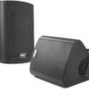 Pyle 6.5-Inch Wall Mount Waterproof Bluetooth Speaker System  Indoor/Outdoor Audio Pair with Built-in Digital Amplifier, Weather-Resistant Housing, High-Power Sound, Easy Installation (Black)