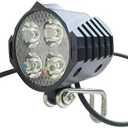 Electric Bike LED Headlight 36V 48V 12V-60V Bike Front Light with Built-in Horn 4 Lights 3 Pin Connector for Night Riding Waterproof Bicycle Horn Headlight for E-Scooter