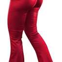 LovelyWholesale Women Faux Leather Pants High Waisted Flare Pants for Concert Party Club