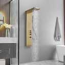 BWE 3 IN 1 Shower Panel Stainless Steel Shower Panel Tower System Rainfall Shower Head with Handheld Shower and Rain Massage Body Jets Wall Mount Shower System,Brushed Gold