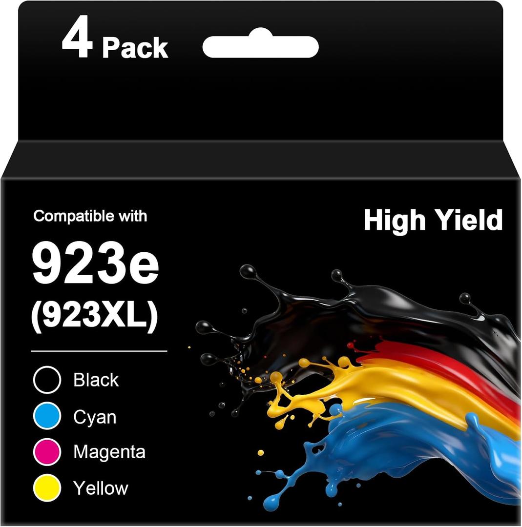 923e 923XL 923 Ink Cartridges for HP OfficeJet Pro 8130e 8135e 8139e 8138e 8122e 8120 8124e 8125e 8130 8132e 8134e Printers (4 Pack with Chip)
