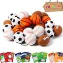 2 x 28 Pack Valentine's Day Sports Ball Gift, Valentines Gift Cards for Kids, Football Soccer Sports Stress Ball for Boys Girls Classroom Exchange Gifts School Party Favor