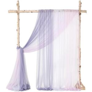 Ling's Moment Wedding Arch Draping Fabric 3 Panels 20Ft Chiffon Fabric,Sheer Draping Fabic for Wedding Arrangement Ceremony Reception Backdrop Party Swag Home Decor (Sage Purple & Provence)