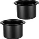2-Pack Black Cup Holder Insert, Universal Recessed Drink Can Holder, Aluminum Couch Cup Holder for Sofa, RV, Boat, Car, Truck and Poker Table