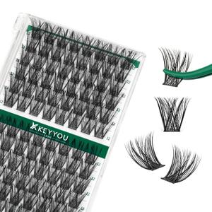 Lash Clusters 96pcs Eyelash Clusters Y01 C Curl 12mm Cluster Lashes KEYYOU Volume Wispy Lash Extension Soft&Comfortable Easy DIY at Home(Y01,C12mm)