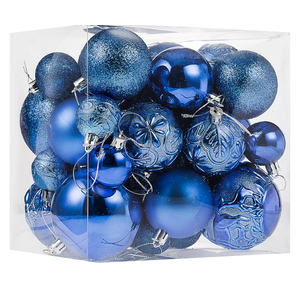 Senjie Blue Shatterproof Christmas Ornaments, 32 Pcs, Plastic, Hanging, Christmas, Wedding