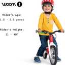 woom 1 Balance Bicycle for Kids 18 Months to 3.5 Years Old, Lightweight 12-Inch Toddler Bike with Handbrake & Steering Limiter, Boys & Girls - Red