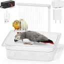 Automatic Bird Bath with Pump, Large Bird Shower Fountain Indoor Parakeet Bathtub with Running Water, Parrot Bath Tub Faucet for Pet Birds, African Grey, Cockatiel, Conure, Budgie, Lovebird