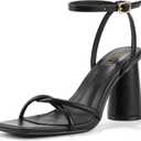 IDIFU IN3 Chunky Strappy Heels for Women High Block Open Square Toe Heel Dressy Ankle Strap Heeled Sandals Dress Shoes for Women Wedding Bridal Office Prom Shoe Thick Heels, 5