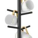 Wisuce Coffee Mug Holder Tree Upgraded 360Rotated Cup Holder for Counter Black Wood Cup Tree Mug Rack Organizer Stand with 8 Hooks for Kitchen Coffee Bar Accessories