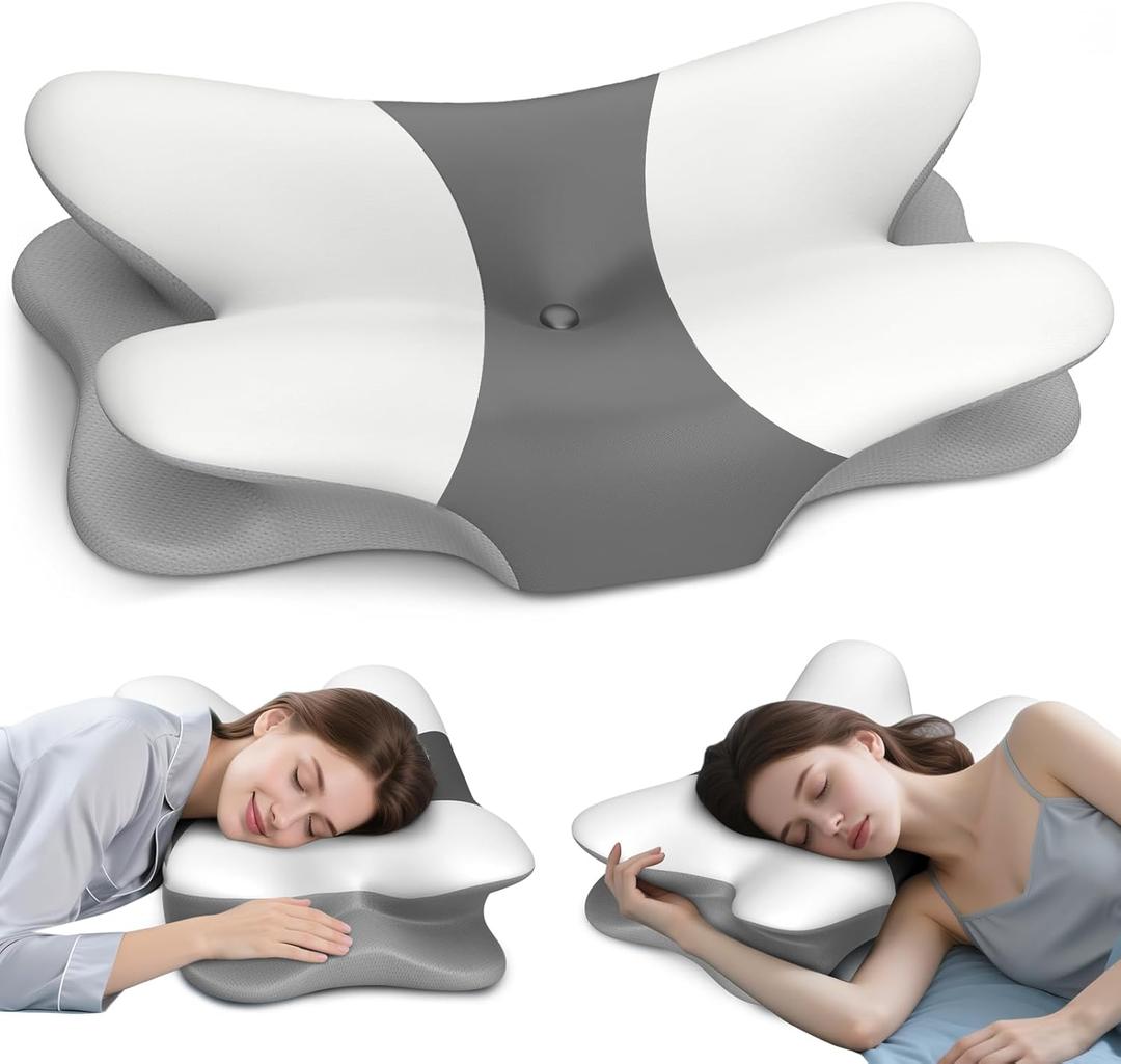 Cervical Neck Pillow for Pain Relief - Ergonomic Side Sleeper Pillow for Neck Support, Cooling Memory Foam Pillows for Sleeping, Contour Pillow Orthopedic Bed Pillow for Back Stomach Sleepers 25.6 x 15.7 in