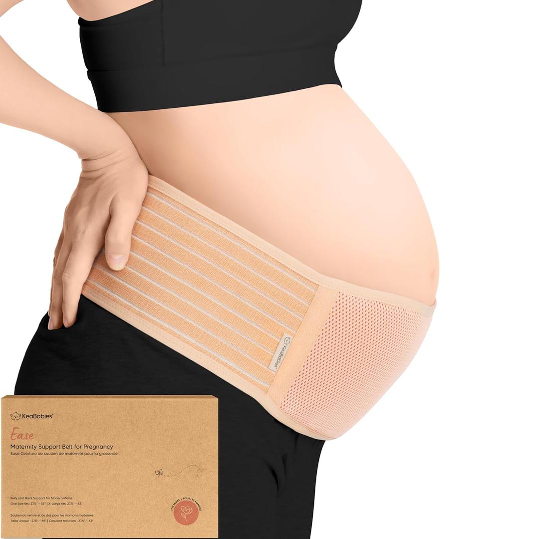 KeaBabies Pregnancy Belly Bands for Pregnant Women  1Pack, Soft & Breathable Maternity Belly Support Band, Easy Adjustable Maternity Belt for Back, Pelvic Support, Comfortablee (Classic Ivory, M/L)