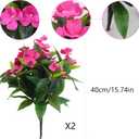 2 Branches Artificial Impatiens Flowers for Outdoors - Faux Bushes Rose Red Silk Flowers Greenery Bouquet for Patio Lawn Garden Pot Hanging Basket Porch Decoration