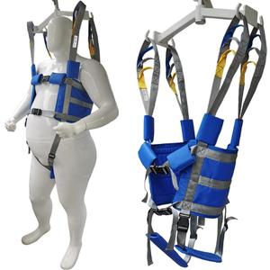 Patient Lift Aid Sling Assist Elederly Senior Transfer Belt Sit Stand Walk Straps Harness Fold Up Full Body Support Leg Excisers Blue