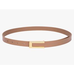 Womens Leather Belt Skinny Waist Belt for Dresses Jeans Pants with Gold Buckle, 38", Pack of 2
