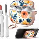 TATOFY for Airpods Pro 1st and 2nd Generation Case with Lock Flowers AirPod Pro Hard Case Cover for Women Girls with Cleaner Kit (Yellow, AIrPods Pro 2 & Pro)