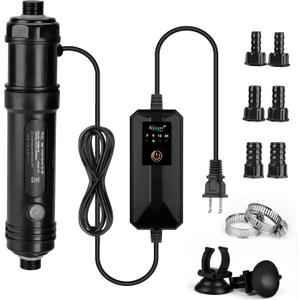 Hygger 7W Aquarium U-V Light with Timer, 360° Protective Shield Clean Light for Crystal Clear Green Water, Submersible Fish Tank Cleaner for 30–70 Gallon Freshwater & Saltwater Aquariums