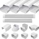 3'' 17 Ft PVC Decorative Pipe Line Cover Kit for Ductless Mini Split Air Conditioner-Full Set, No Other Parts Needed