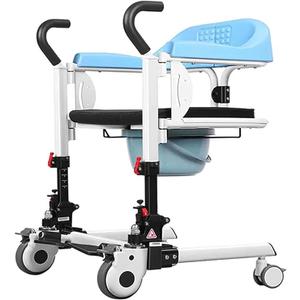 Manual Patient Lift Transfer Chair for The Elderly Portable Patient Lift Aid w/180° Split Seat and Bedpan Nursing Shower Wheelchair Lifts for Home, Height Adjustment