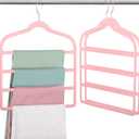 Velvet Pants Clothes Hanger Space Saving Non Slip Pants Shorts Hanger, Myfolrena Jeans Slack Trousers Hangers Multiple Velvet Hanger Closet Storage and Organization for Jeans,Scarf,Tie(Pink, 3)
