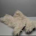 IXU Thigh High Fur Boots,Over the Knee Furry Boots for Women,Fuzzy Fluffy Tall Long Faux Boot Snow Winter Round Toe (9, Beige)