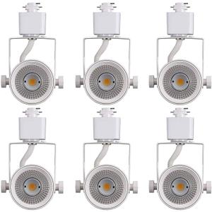 CLOUDY BAY 8W 3000K Warm White Dimmable LED Track Light Head,CRI90+ True Color Rendering Adjustable Tilt Angle Track Lighting Fixture,40 Angle for Accent Retail,White Finish,Halo Type- Pack of 6