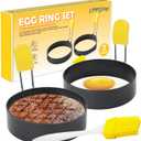 2 x 4 Inch Large Egg Rings for Frying Eggs, 2 Pack Stainless Steel Egg Cooking Rings Nonstick Round Egg Shaper Mold with Anti-scald Handle for English Muffins Pancake Cooking Griddle